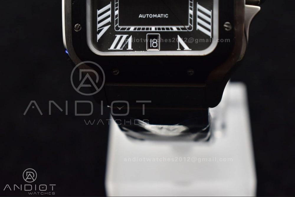 Santos de Cartier 40mm SS 3KF 1:1 Best Edition White Dial Black Bezel on SS Bracelet MIYOTA 9015