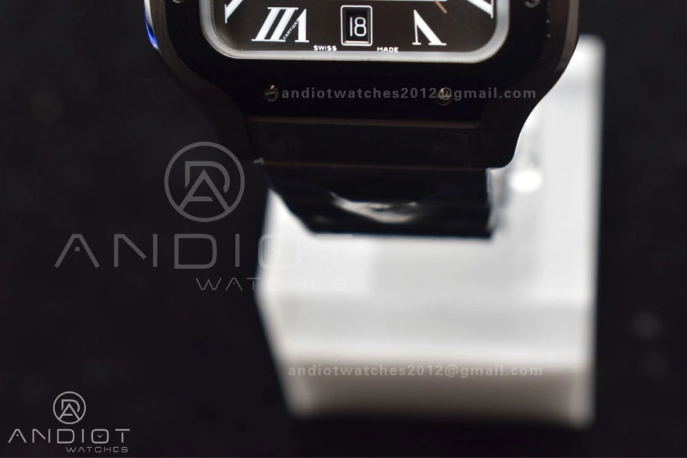 Santos de Cartier 40mm SS 3KF 1:1 Best Edition White Dial Black Bezel on SS Bracelet MIYOTA 9015