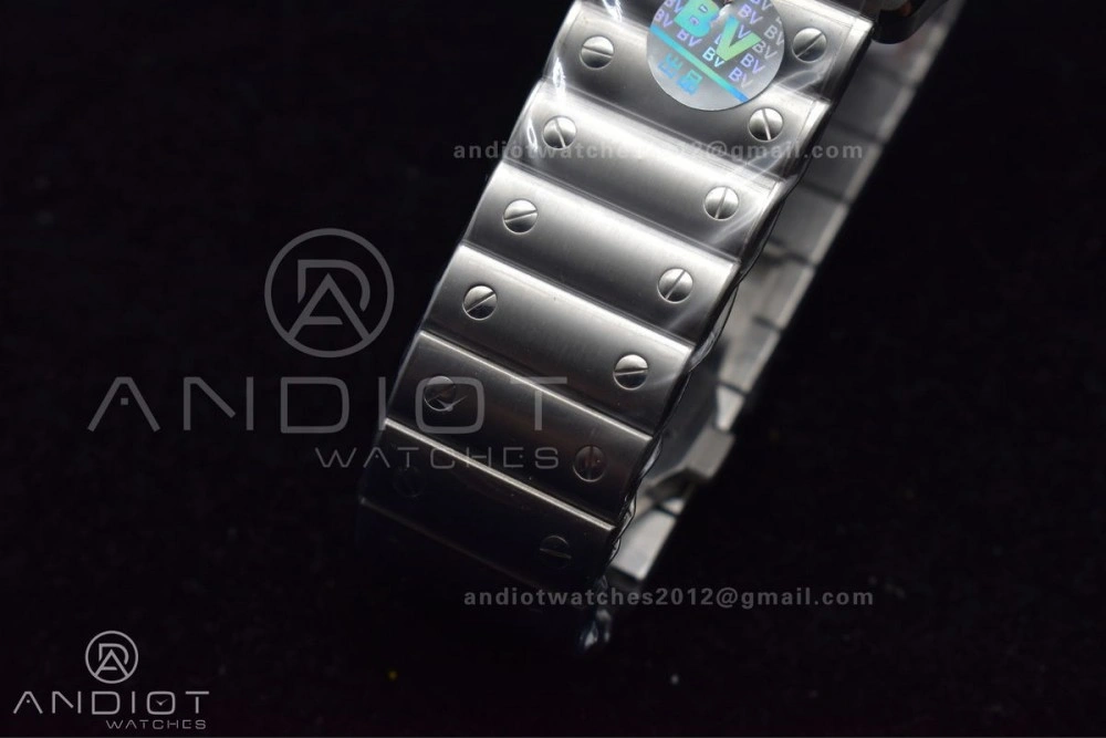 Santos de Cartier 40mm SS 3KF 1:1 Best Edition White Dial Black Bezel on SS Bracelet MIYOTA 9015