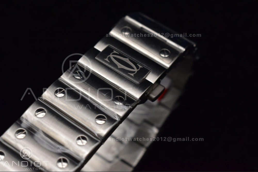 Santos de Cartier 40mm SS 3KF 1:1 Best Edition White Dial Black Bezel on SS Bracelet MIYOTA 9015