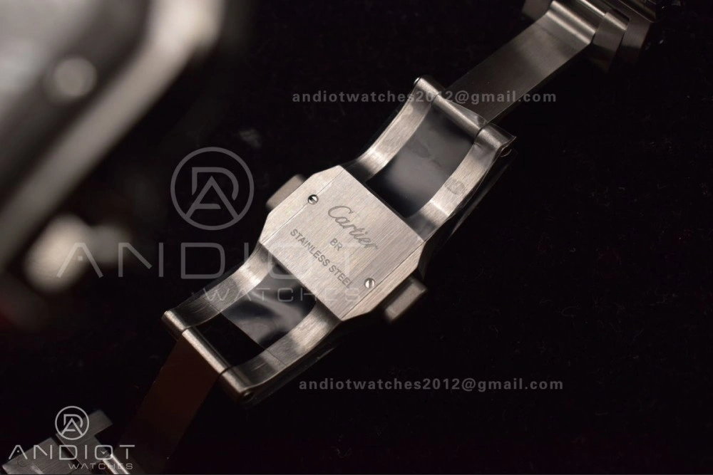 Santos de Cartier 40mm SS 3KF 1:1 Best Edition White Dial Black Bezel on SS Bracelet MIYOTA 9015