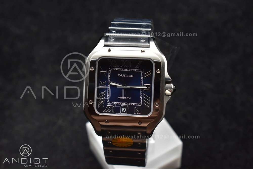 Santos de Cartier 40mm SS AF 1:1 Best Edition Blue Dial on SS Smart Links Bracelet MIYOTA 9015