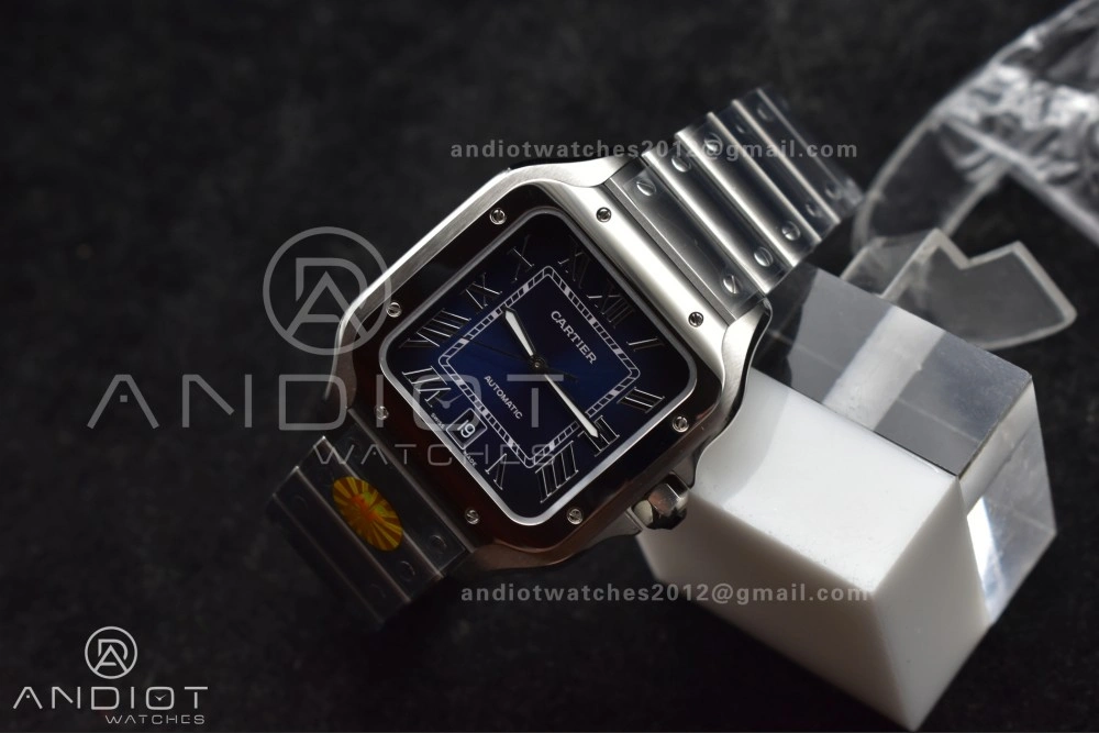Santos de Cartier 40mm SS AF 1:1 Best Edition Blue Dial on SS Smart Links Bracelet MIYOTA 9015