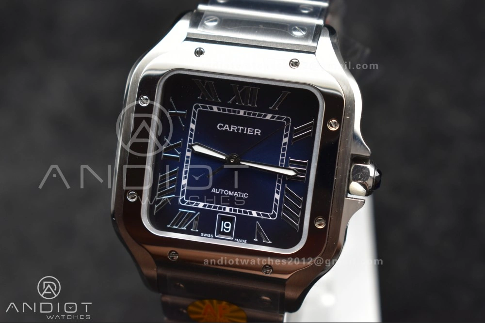 Santos de Cartier 40mm SS AF 1:1 Best Edition Blue Dial on SS Smart Links Bracelet MIYOTA 9015