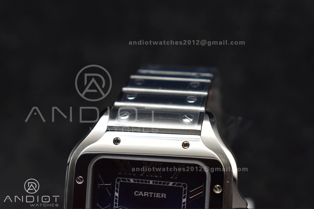 Santos de Cartier 40mm SS AF 1:1 Best Edition Blue Dial on SS Smart Links Bracelet MIYOTA 9015