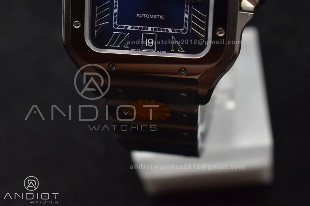 Santos de Cartier 40mm SS AF 1:1 Best Edition Blue Dial on SS Smart Links Bracelet MIYOTA 9015