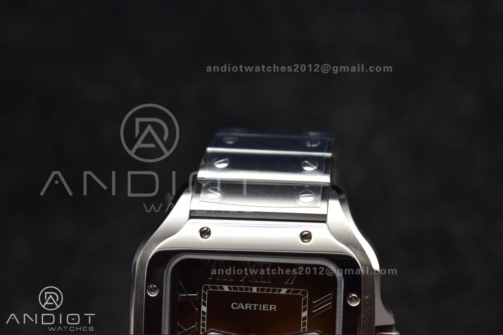 Santos de Cartier 40mm SS AF 1:1 Best Edition Brown Dial on SS Smart Links Bracelet MIYOTA 9015