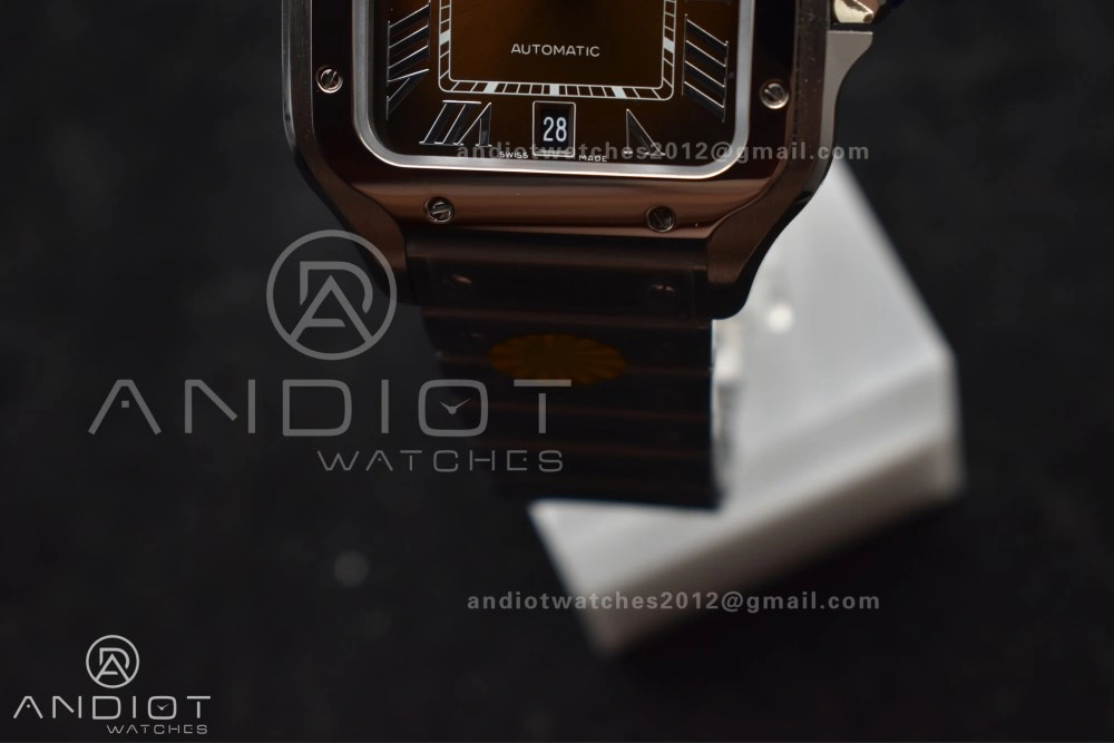 Santos de Cartier 40mm SS AF 1:1 Best Edition Brown Dial on SS Smart Links Bracelet MIYOTA 9015