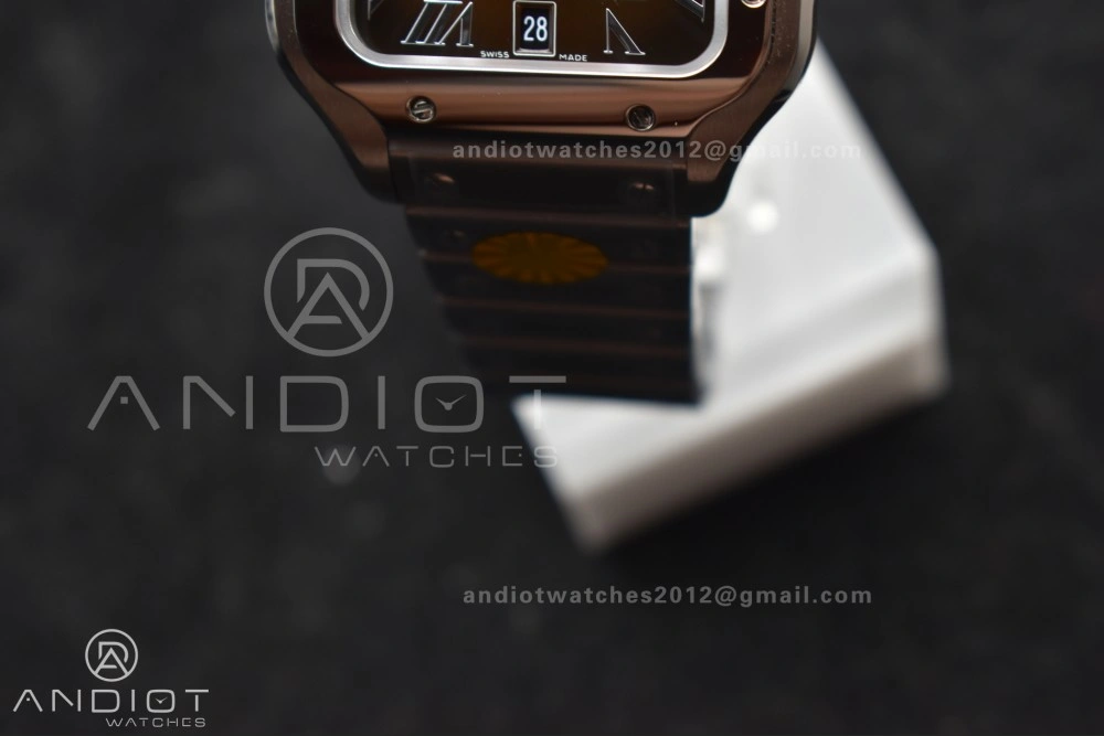 Santos de Cartier 40mm SS AF 1:1 Best Edition Brown Dial on SS Smart Links Bracelet MIYOTA 9015
