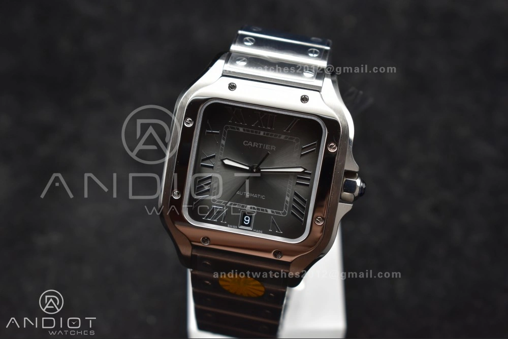 Santos de Cartier 40mm SS AF 1:1 Best Edition Gray Dial on SS Smart Links Bracelet MIYOTA 9015