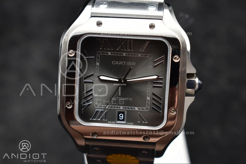 Santos de Cartier 40mm SS AF 1:1 Best Edition Gray Dial on SS Smart Links Bracelet MIYOTA 9015