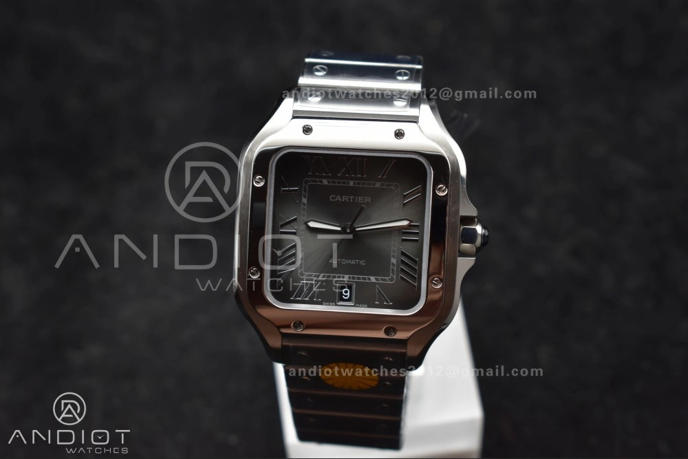 Santos de Cartier 40mm SS AF 1:1 Best Edition Gray Dial on SS Smart Links Bracelet MIYOTA 9015