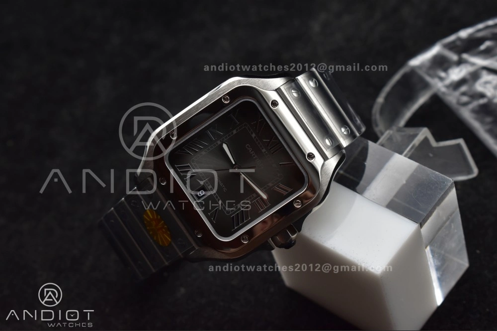 Santos de Cartier 40mm SS AF 1:1 Best Edition Gray Dial on SS Smart Links Bracelet MIYOTA 9015