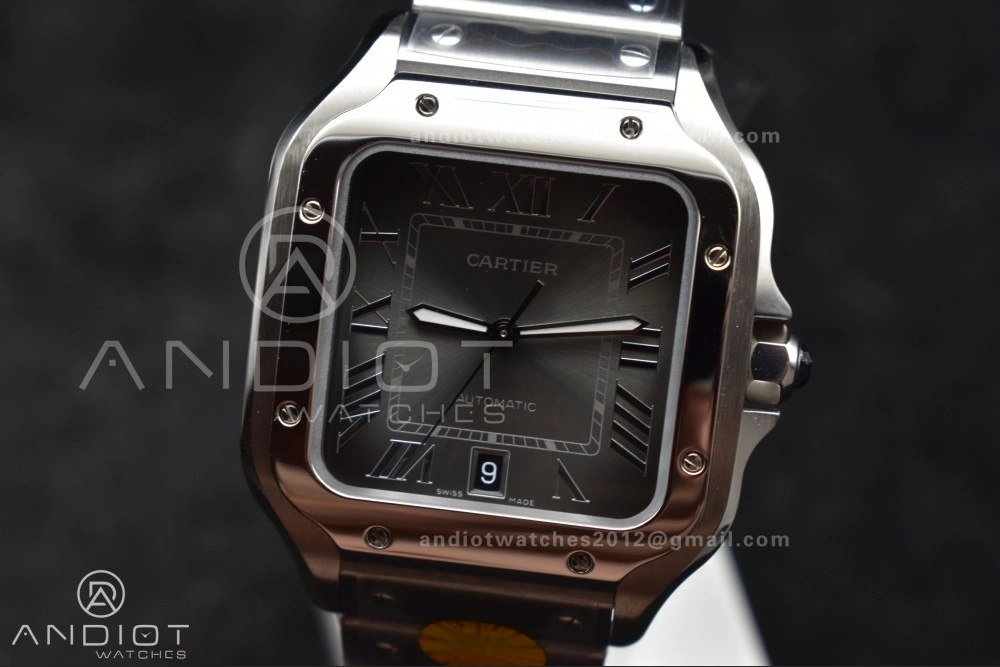 Santos de Cartier 40mm SS AF 1:1 Best Edition Gray Dial on SS Smart Links Bracelet MIYOTA 9015