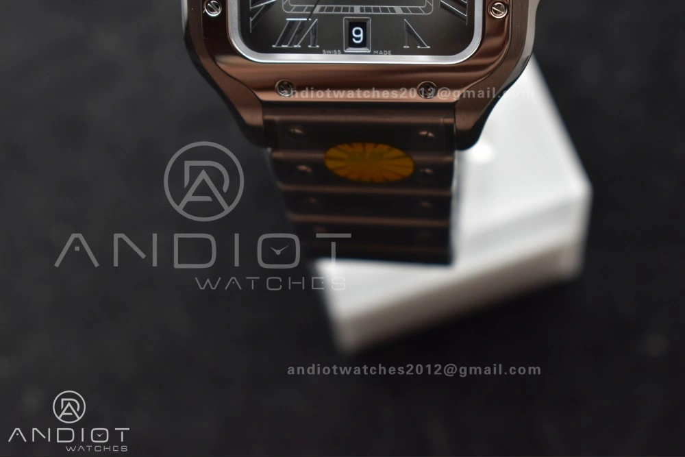 Santos de Cartier 40mm SS AF 1:1 Best Edition Gray Dial on SS Smart Links Bracelet MIYOTA 9015