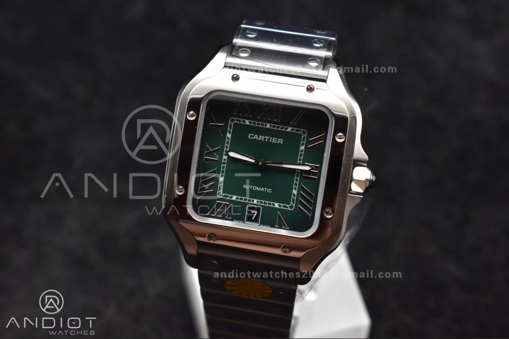 Santos de Cartier 40mm SS AF 1:1 Best Edition Green Dial on SS Smart Links Bracelet MIYOTA 9015