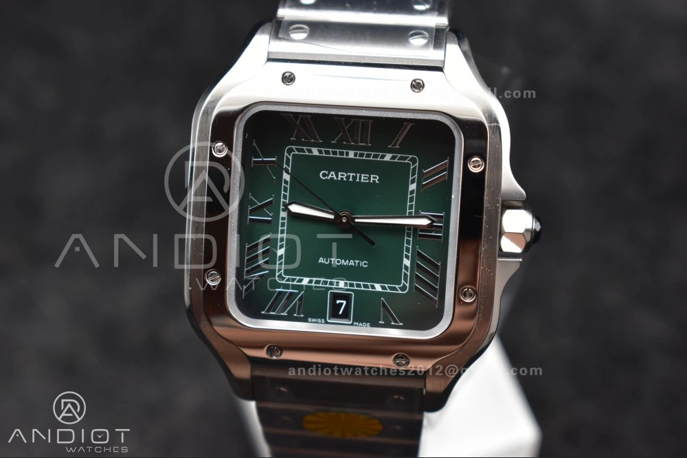 Santos de Cartier 40mm SS AF 1:1 Best Edition Green Dial on SS Smart Links Bracelet MIYOTA 9015