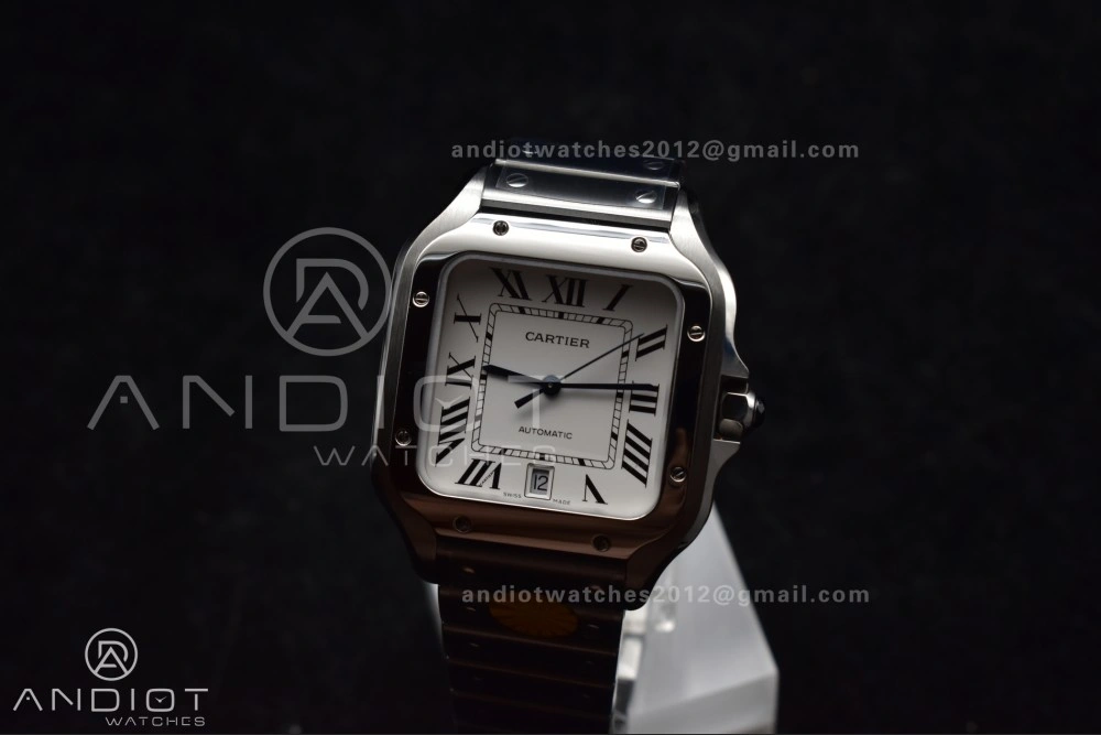 Santos de Cartier 40mm SS AF 1:1 Best Edition White Dial on SS Smart Links Bracelet MIYOTA 9015