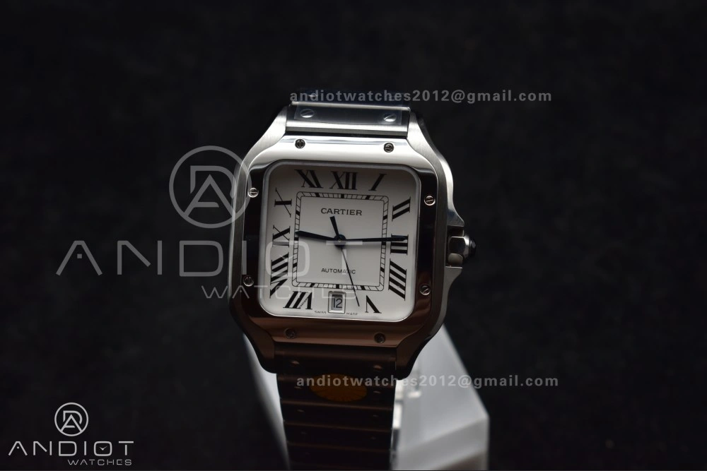 Santos de Cartier 40mm SS AF 1:1 Best Edition White Dial on SS Smart Links Bracelet MIYOTA 9015