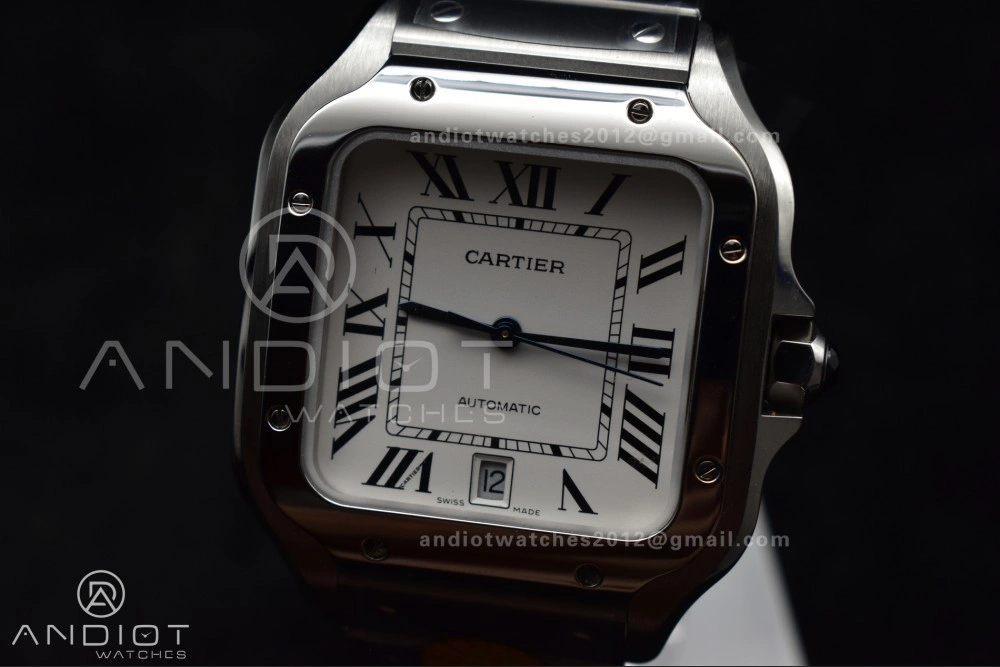 Santos de Cartier 40mm SS AF 1:1 Best Edition White Dial on SS Smart Links Bracelet MIYOTA 9015