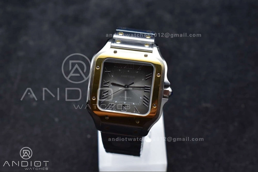 Santos de Cartier 40mm SS YG BVF 1:1 Best Edition Gray Dial on SS YG SmartLinks Bracelet MIYOTA 9019