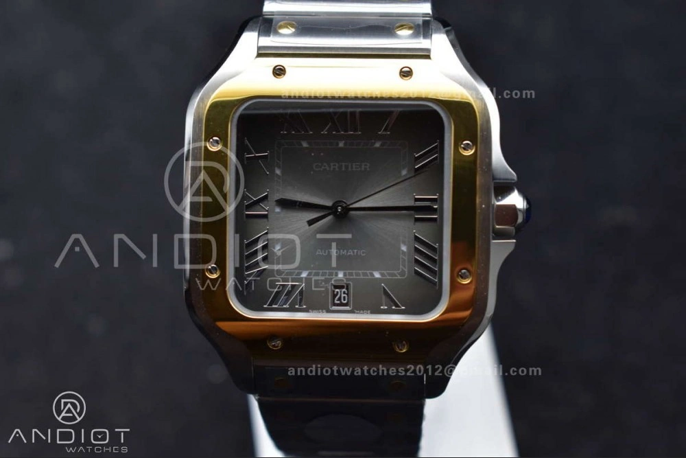 Santos de Cartier 40mm SS YG BVF 1:1 Best Edition Gray Dial on SS YG SmartLinks Bracelet MIYOTA 9019