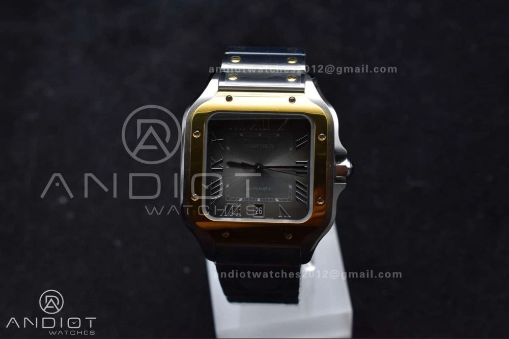 Santos de Cartier 40mm SS YG BVF 1:1 Best Edition Gray Dial on SS YG SmartLinks Bracelet MIYOTA 9019