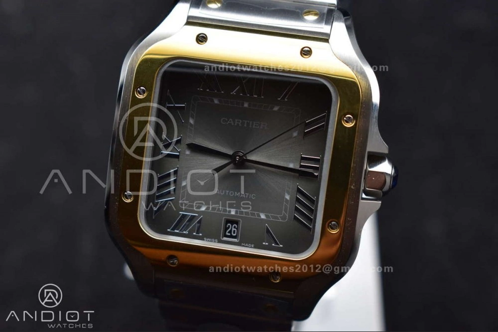 Santos de Cartier 40mm SS YG BVF 1:1 Best Edition Gray Dial on SS YG SmartLinks Bracelet MIYOTA 9019