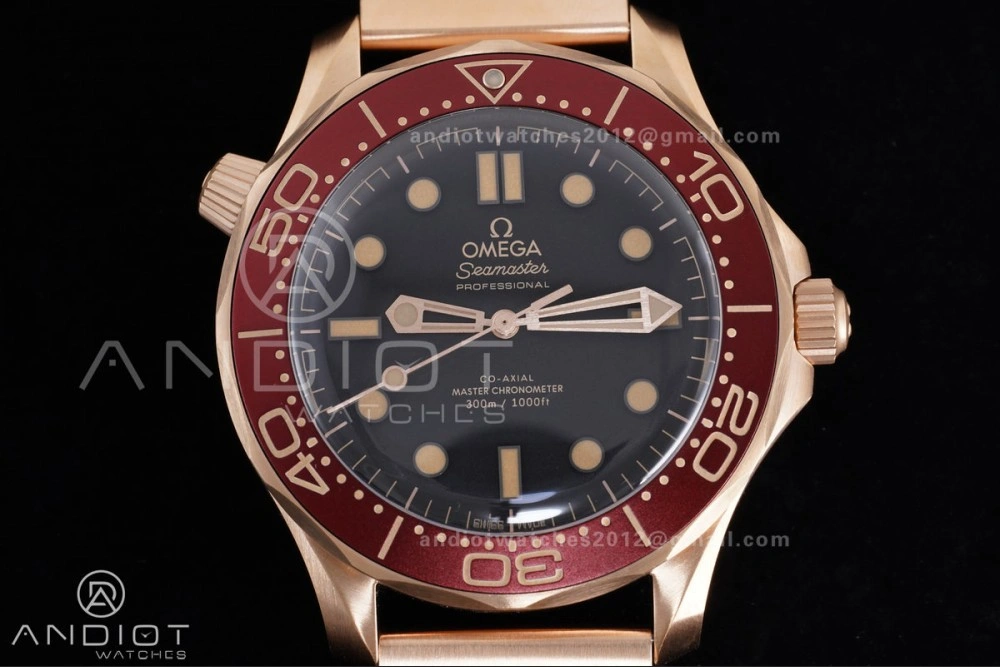 Seamaster 300M Diver Rose Gold VSF 1:1 Best Edition Black Dial on Mesh Bracelet A8806