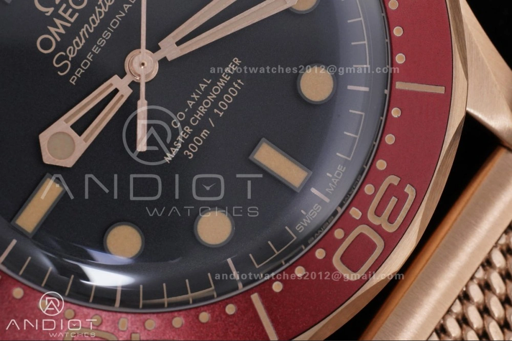 Seamaster 300M Diver Rose Gold VSF 1:1 Best Edition Black Dial on Mesh Bracelet A8806