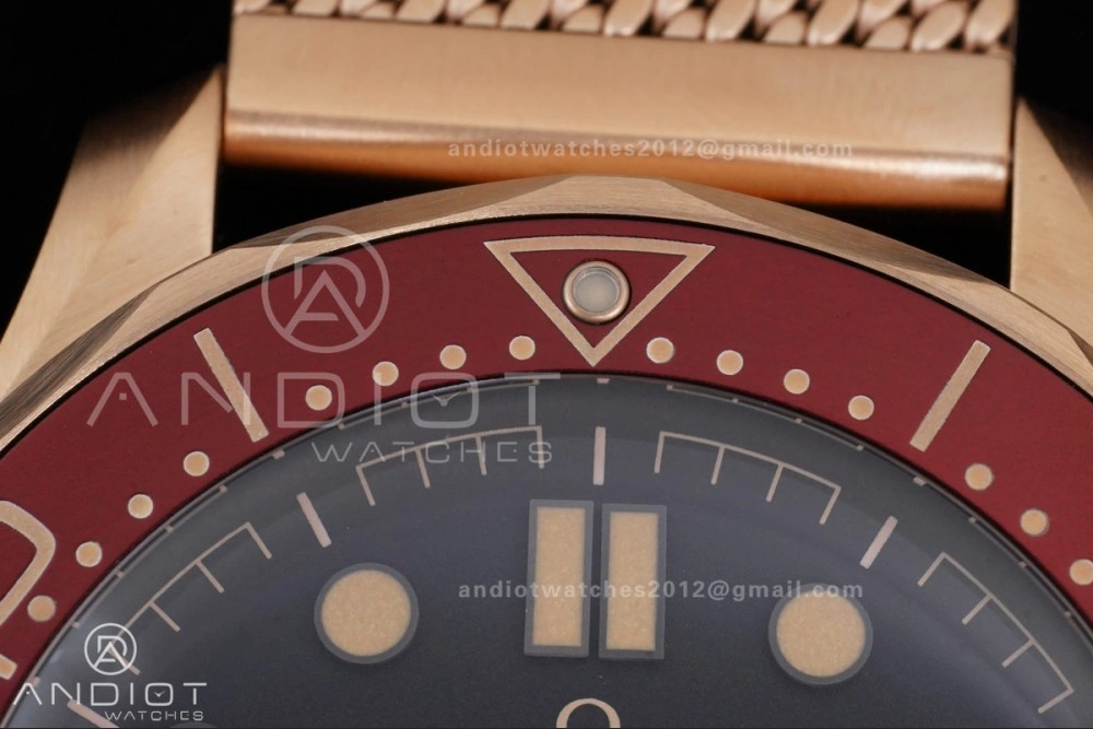 Seamaster 300M Diver Rose Gold VSF 1:1 Best Edition Black Dial on Mesh Bracelet A8806