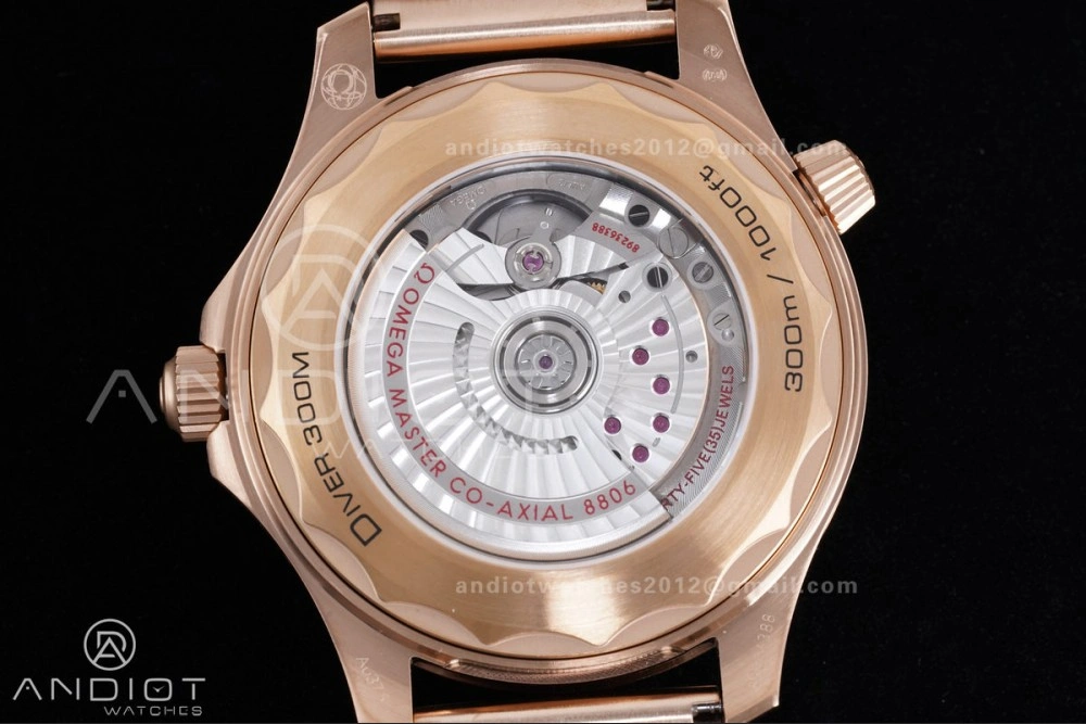 Seamaster 300M Diver Rose Gold VSF 1:1 Best Edition Black Dial on Mesh Bracelet A8806