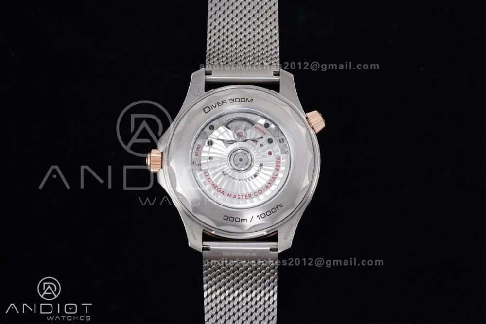 Seamaster 300M Diver Rose Gold VSF 1:1 Best Edition Green Dial on Mesh Bracelet A8806