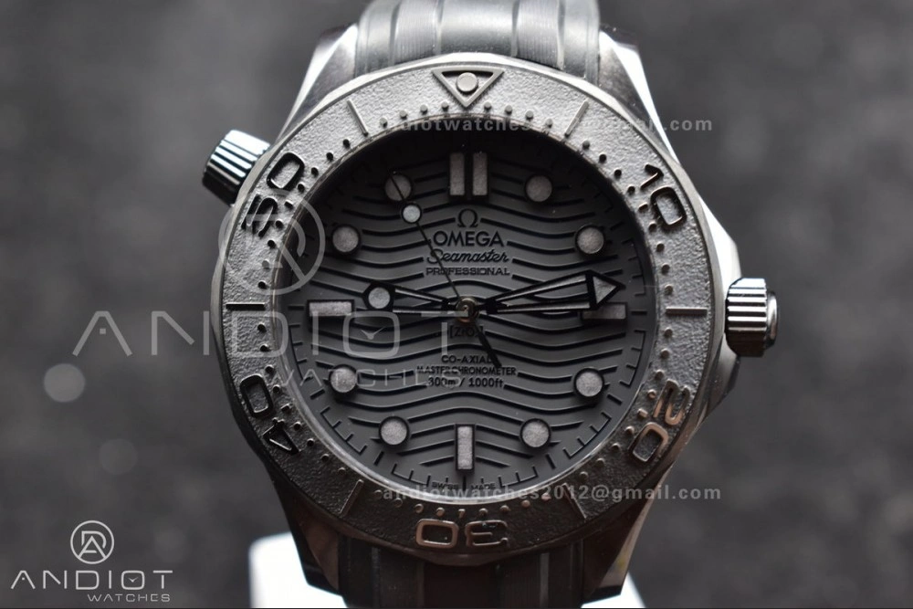 Seamaster 300m 43.5mm Black Ceramic VSF 1:1 Best Edition Black Dial on Black Rubber Strap A8806