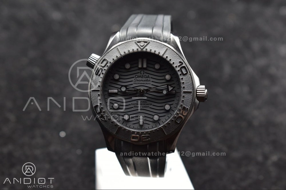 Seamaster 300m 43.5mm Black Ceramic VSF 1:1 Best Edition Black Dial on Black Rubber Strap A8806