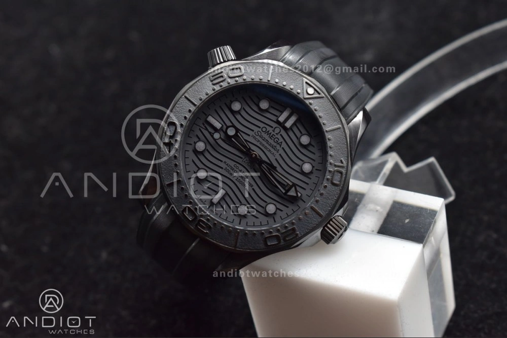 Seamaster 300m 43.5mm Black Ceramic VSF 1:1 Best Edition Black Dial on Black Rubber Strap A8806