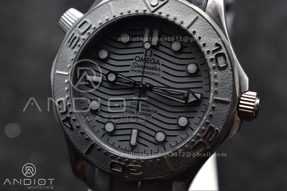 Seamaster 300m 43.5mm Black Ceramic VSF 1:1 Best Edition Black Dial on Black Rubber Strap A8806