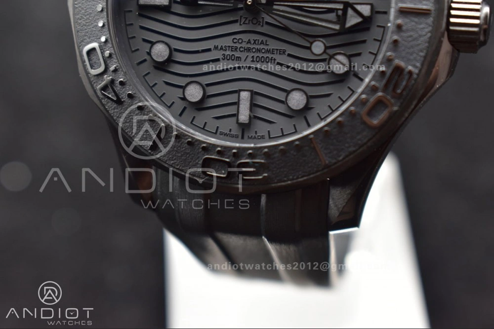 Seamaster 300m 43.5mm Black Ceramic VSF 1:1 Best Edition Black Dial on Black Rubber Strap A8806