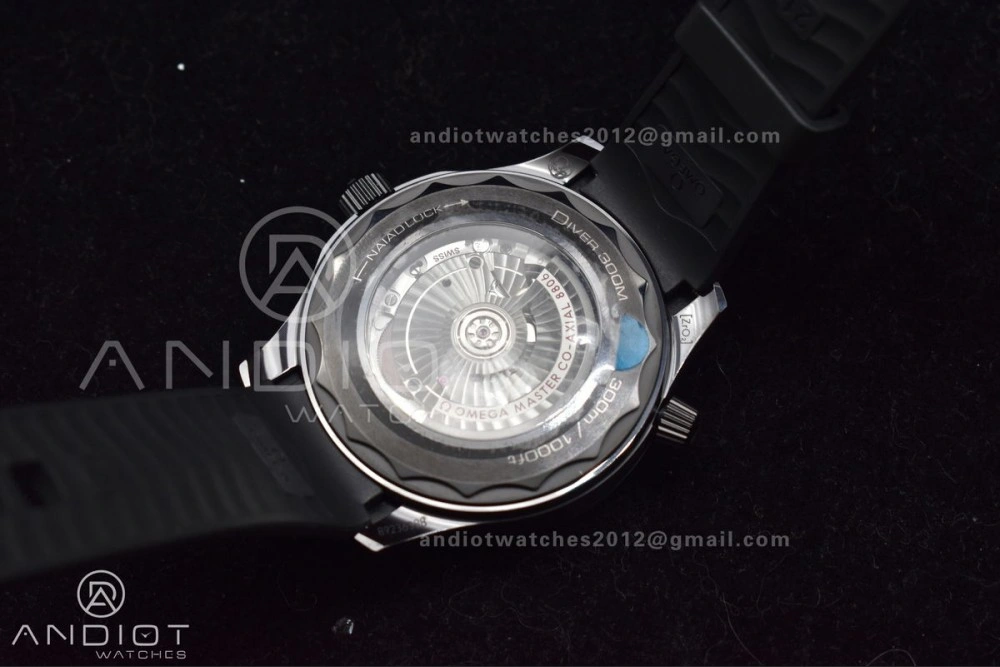 Seamaster 300m 43.5mm Black Ceramic VSF 1:1 Best Edition Black Dial on Black Rubber Strap A8806