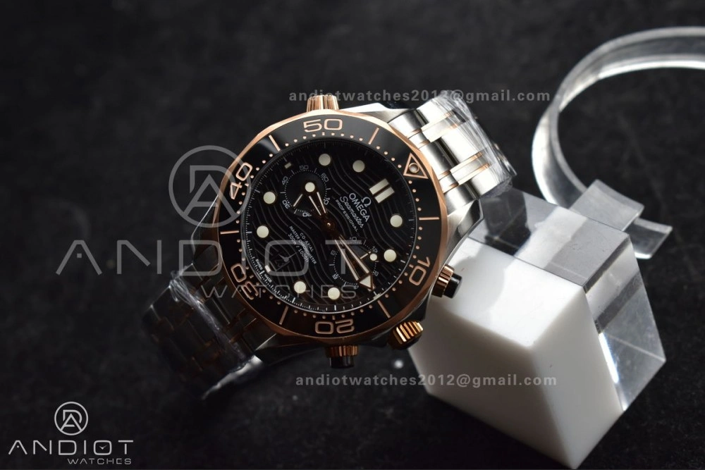 Seamaster 300m Chrono SS RG OMF 1:1 Best Edition Black Dial on SS Strap A9900