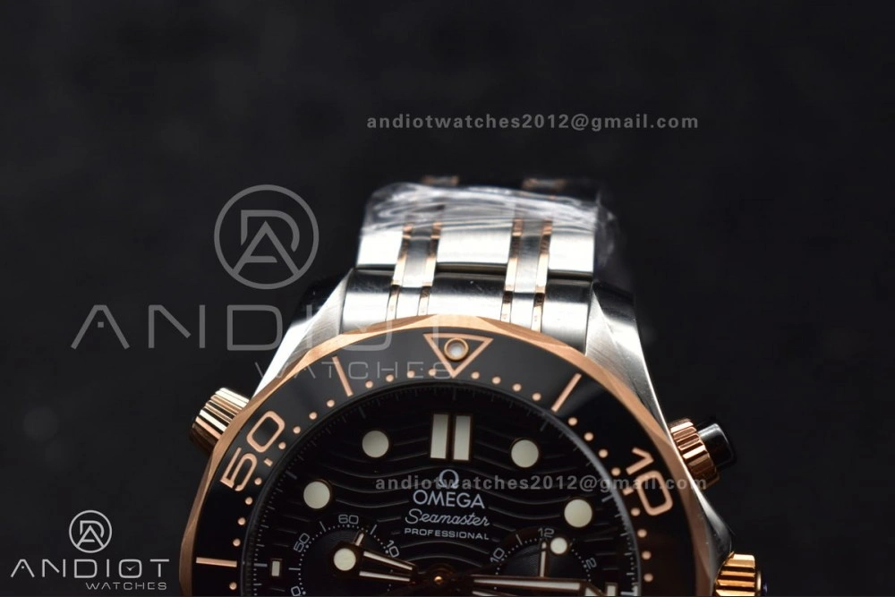 Seamaster 300m Chrono SS RG OMF 1:1 Best Edition Black Dial on SS Strap A9900