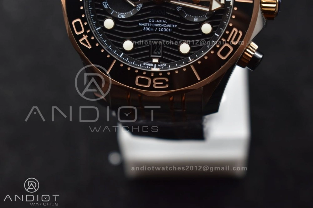 Seamaster 300m Chrono SS RG OMF 1:1 Best Edition Black Dial on SS Strap A9900