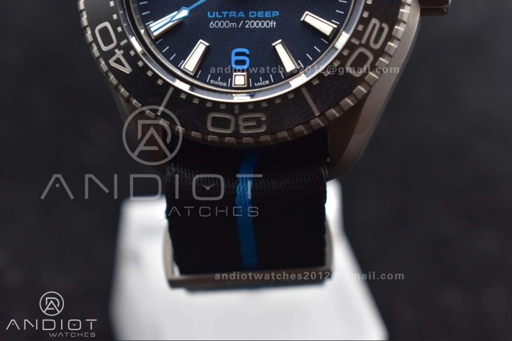 Seamaster 6000M Ultra Deep SS SBF 1:1 Best Edition Black Dial on Black Nylon Strap A8912 Super Clone