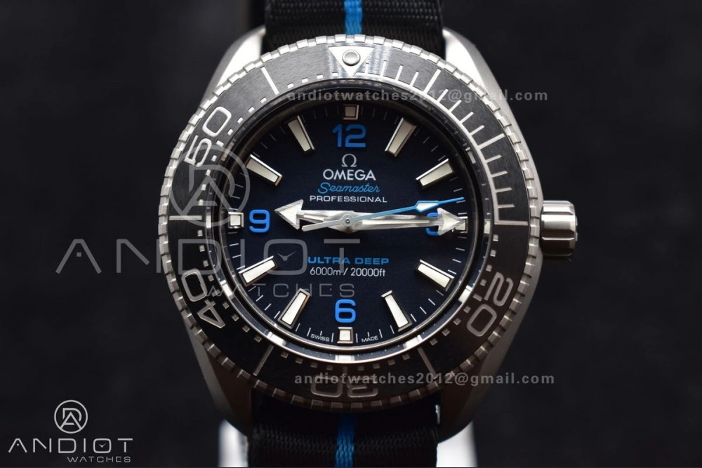 Seamaster 6000M Ultra Deep SS SBF 1:1 Best Edition Black Dial on Black Nylon Strap A8912 Super Clone