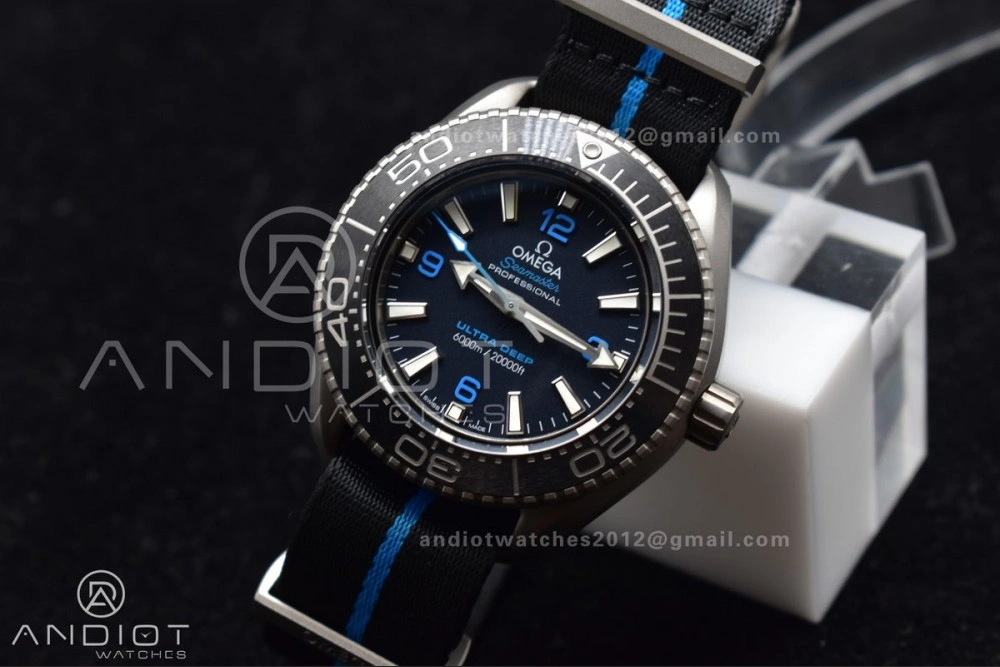 Seamaster 6000M Ultra Deep SS SBF 1:1 Best Edition Black Dial on Black Nylon Strap A8912 Super Clone