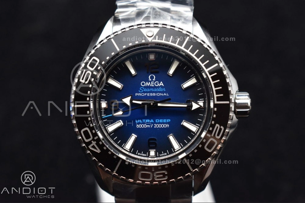 Seamaster 6000M Ultra Deep SS SBF 1:1 Best Edition Deep Blue Dial on SS Bracelet A8912 Super Clone