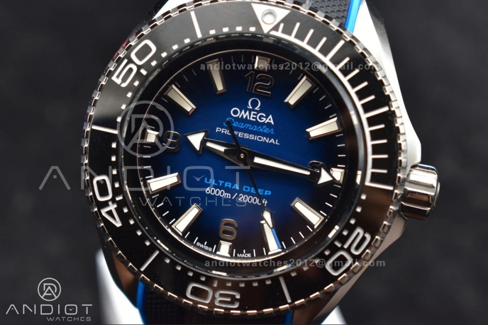 Seamaster 6000M Ultra Deep SS TF 1:1 Best Edition Blue Dial Black Ceramic Bezel on Black Rubber Strap A2824