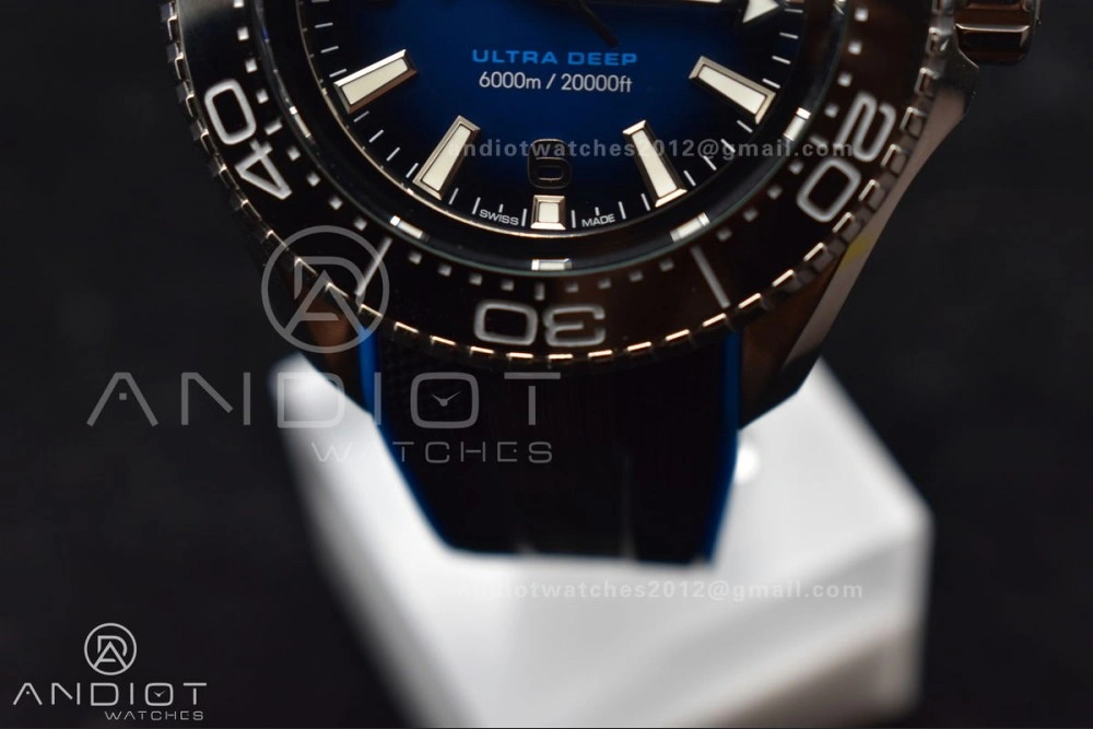 Seamaster 6000M Ultra Deep SS TF 1:1 Best Edition Blue Dial Black Ceramic Bezel on Black Rubber Strap A2824