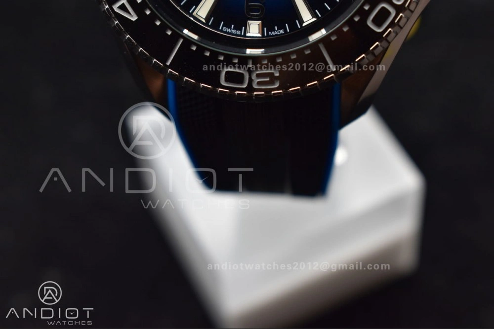 Seamaster 6000M Ultra Deep SS TF 1:1 Best Edition Blue Dial Black Ceramic Bezel on Black Rubber Strap A2824