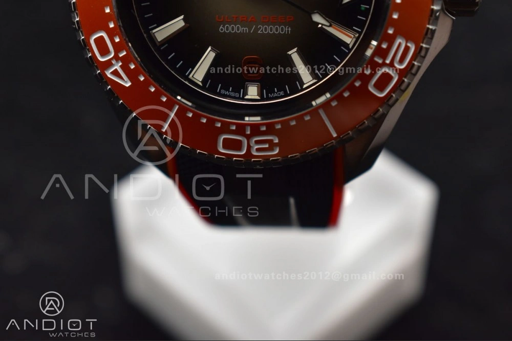 Seamaster 6000M Ultra Deep SS TF 1:1 Best Edition Gray Dial Orange Ceramic Bezel on Black Rubber Strap A2824